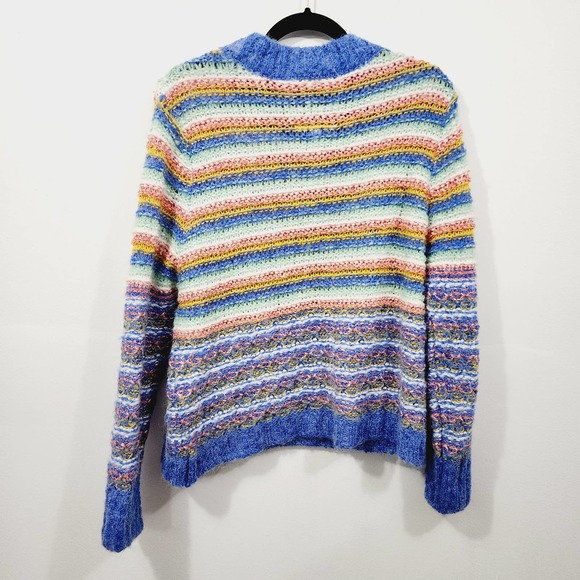 Leandra Medine Mango Rainbow Striped Long Sleeve Knit Sweater Women's Size M - Picture 10 of 12